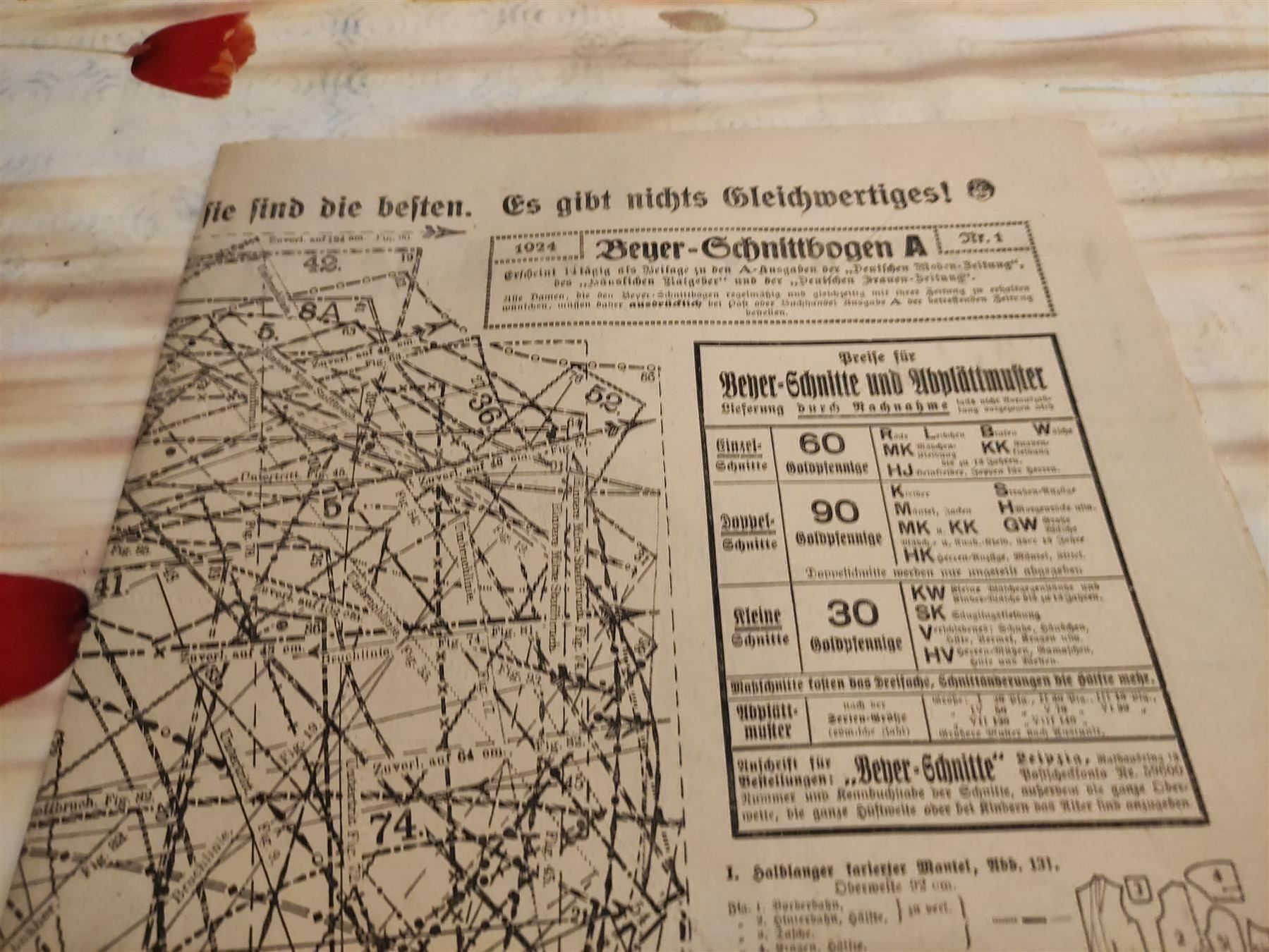 Schnittmuster: Schnittbogen Schneider Handarbeit Beyers Modewelt A 1924 1 – Gebraucht aus Luzern von leseratte24