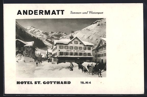 Cartoline postali: AK Andermatt, Hotel St. Gotthard – Usato da Berlin venduto da bartko-reher
