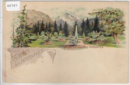Gruss aus Interlaken - Kurgarten - Litho