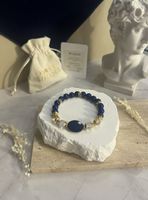 Echtes Edelstein-Armband Lapis Lazuli & Bergkristall, Wisdom