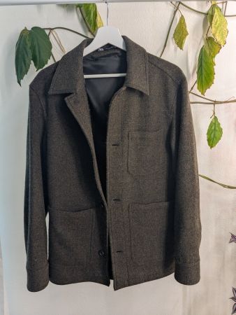 Zara Wool 100% Overcoat - Dark Green - M