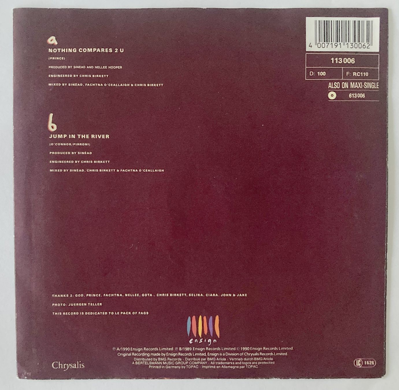 Vinyles: SINEAD O'CONNOR - NOTHING COMPARES 2 U – D'occasion à Bottens par hotter-than-hell 1