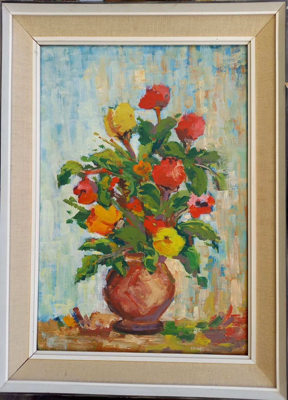 Dipinti: beau bouquet de fleurs signé ILIC. M. 85 – Usato da Lausanne venduto da leneko