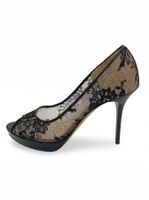 Jimmy Choo Luna Lace Peep-Toe Plateau Pump EU 36.5 Schwarz