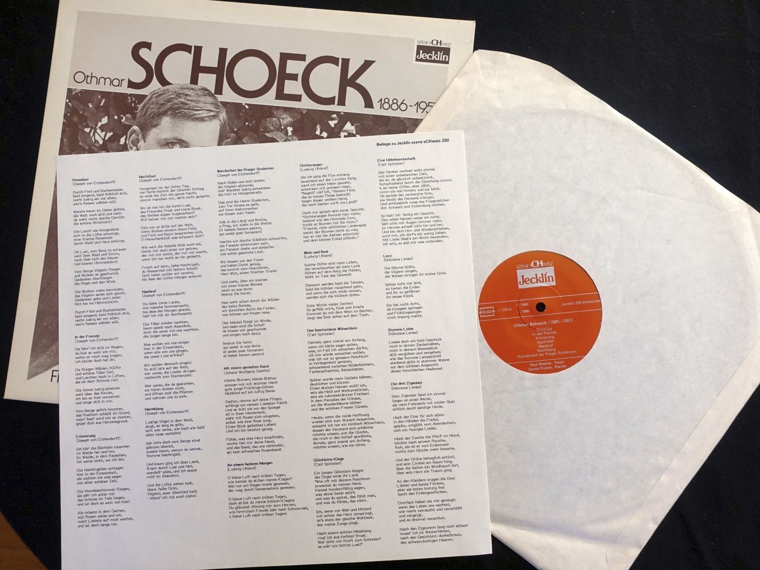 Schallplatten: LP Othmar Schoeck. Daniel Fueter, Paul Steiner. Jecklin. – Gebraucht aus Gutenswil von Optico 2