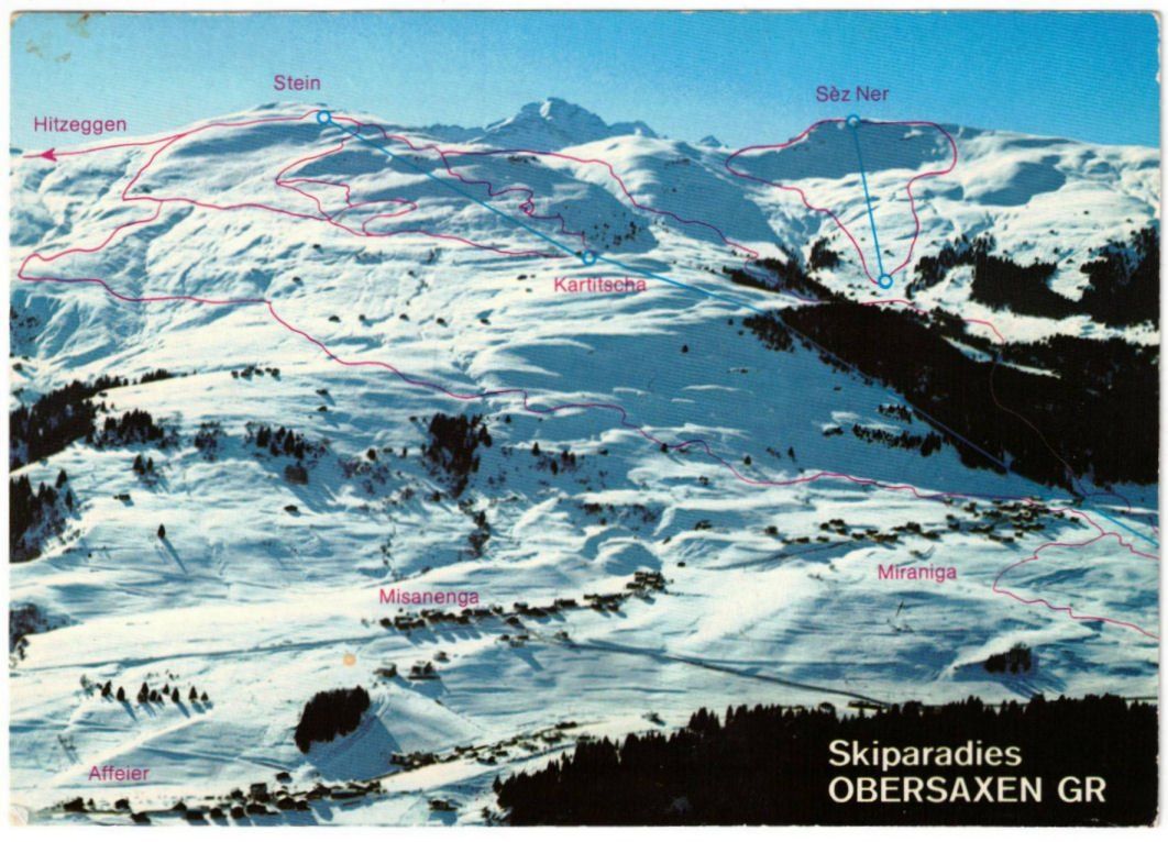 Cartoline postali: Obersaxen - Skigebiet – Usato da Binningen venduto da Mountainrider