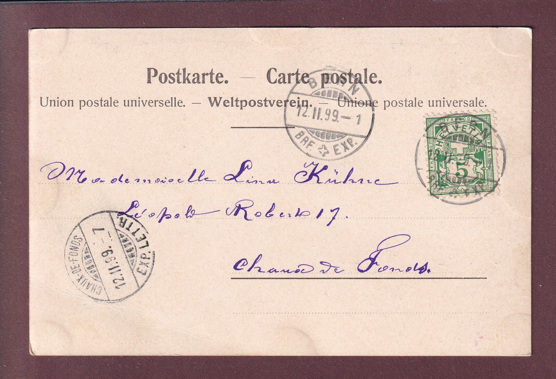 Cartoline postali: BERN - Kornhauskeller - 1899 – Usato da Pully venduto da nicecards 1