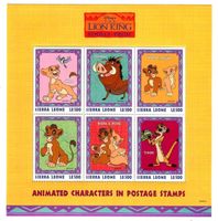 Block "Walt Disney. Der König der Löwen". Sierra Leone.