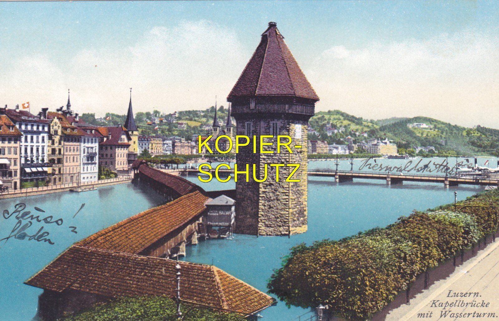 Cartoline postali: Luzern - Kapellbrücke mit Wasserturm /ad – Usato da Hombrechtikon venduto da Rudolf07