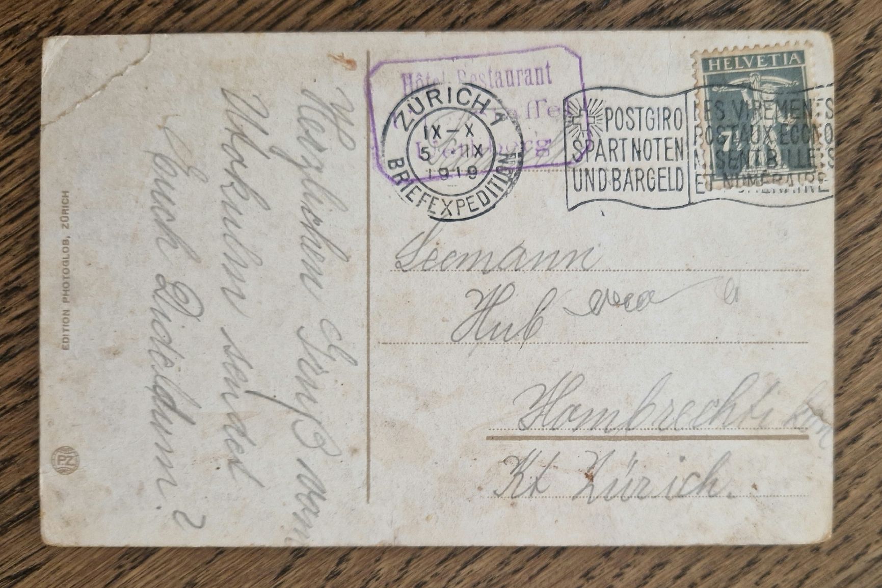 Cartoline postali: Uetliberg, Restaurant Uto-Kulm 1919 – Usato da Ebikon venduto da Donar50 1