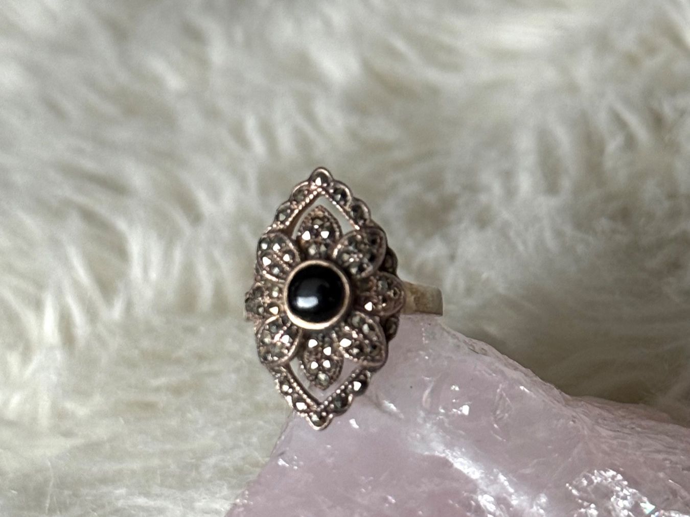 Anelli: Vintage Silberring 925 mit schwarzem Stein – Usato da Istighofen venduto da Ringparadies