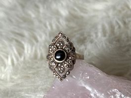 Vintage Silberring 925 mit schwarzem Stein