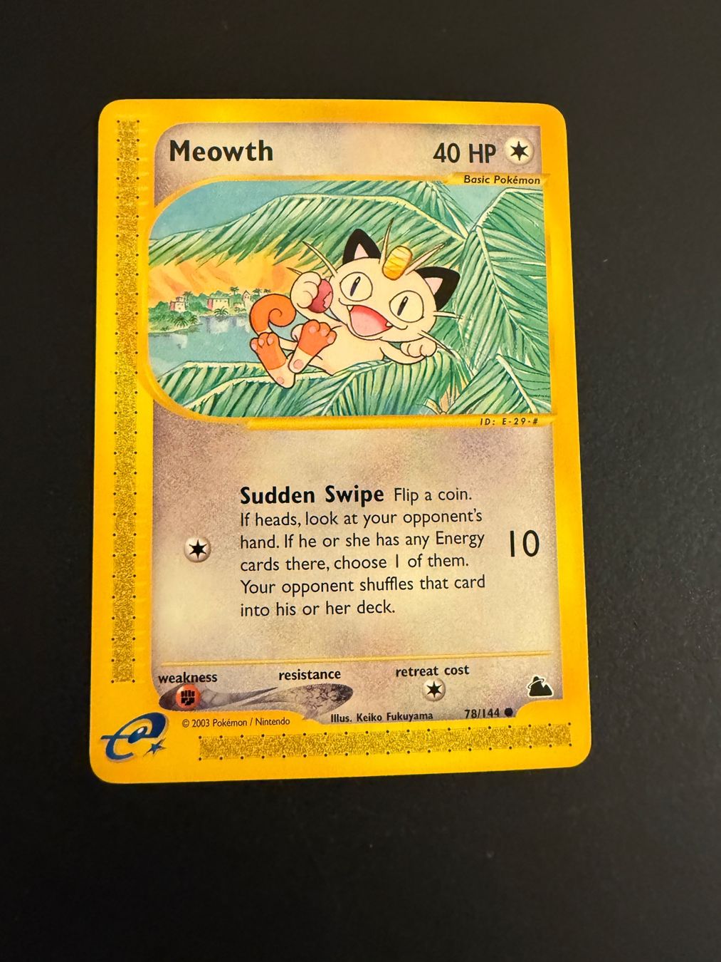 Pokémon Carte collezionabili: Meowth 2003 Regular Pokemon Skyridge E Reader 78/144 – Usato da Zürich venduto da pokemon_cards