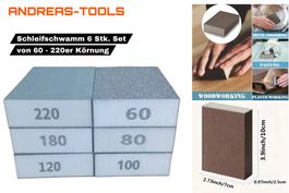 Schleifschwamm 6 Stk. Set von 60 - 220er Körnung