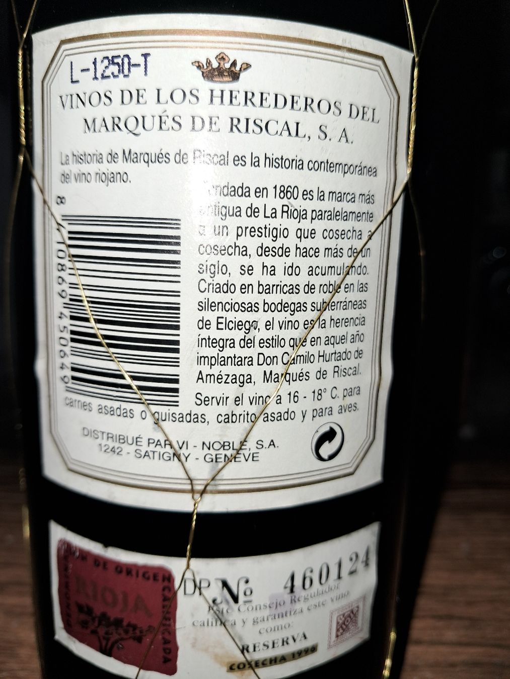 Rioja Vino: Marqués de Riscal rioja Reserva 1996 – Nuovo e nell'imballaggio originale da Le locle venduto da juliensaran 5