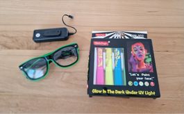 ❣️PARTY SET, LED LEUCHTBRILLE UND LEUCHTSCHMINKSTIFTE,