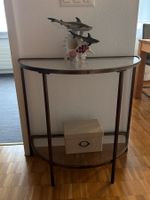 Halbrunde Glas-Konsole mit Antik-Finish