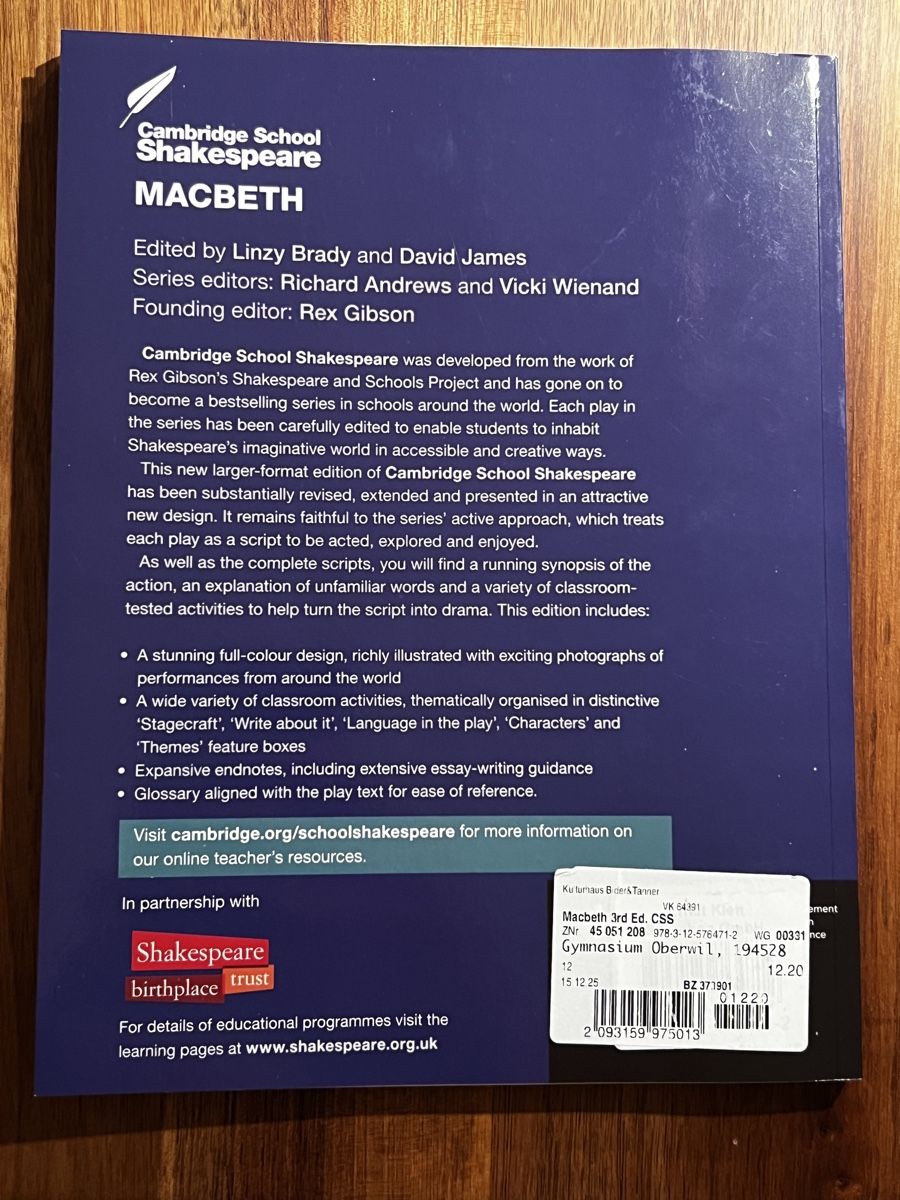 Libri: Cambridge School Shakespeare: Macbeth – Usato da Biel-Benken BL venduto da edu_j8mz 1