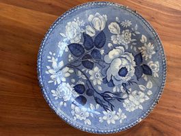 Antiker englischer Teller (ca. 1820) Blau-Weis Staffordshire