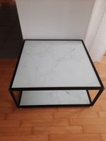 Couchtisch quadratisch Mamoroptik 2 Glasplatten