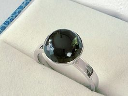 Silber Ring 925 mit facettiertem Moldvit-Kristall  - Neu