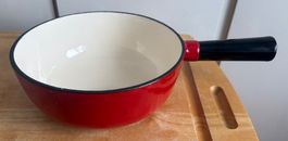 Emaille Bratentopf rot mit Griff guter Zustand
