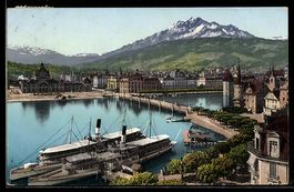 AK Luzern, Seebrücke und Pilatus