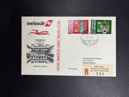 Swissair Erstflugbrief Zürich - Malaga ab Liechtenstein 1981