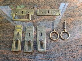 Beschläge Messing antik 7-teilig Jugendstil