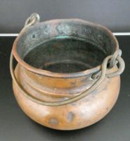Antiker Kupferkessel mit Henkel, Topf Kupfer, ca. 18 cm