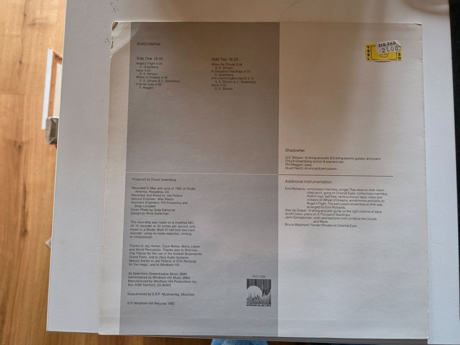 Dischi in vinile: LP: Shadowfax - 1982 - TA-C-1022 – Usato da Walterswil BE venduto da Lonitti 4