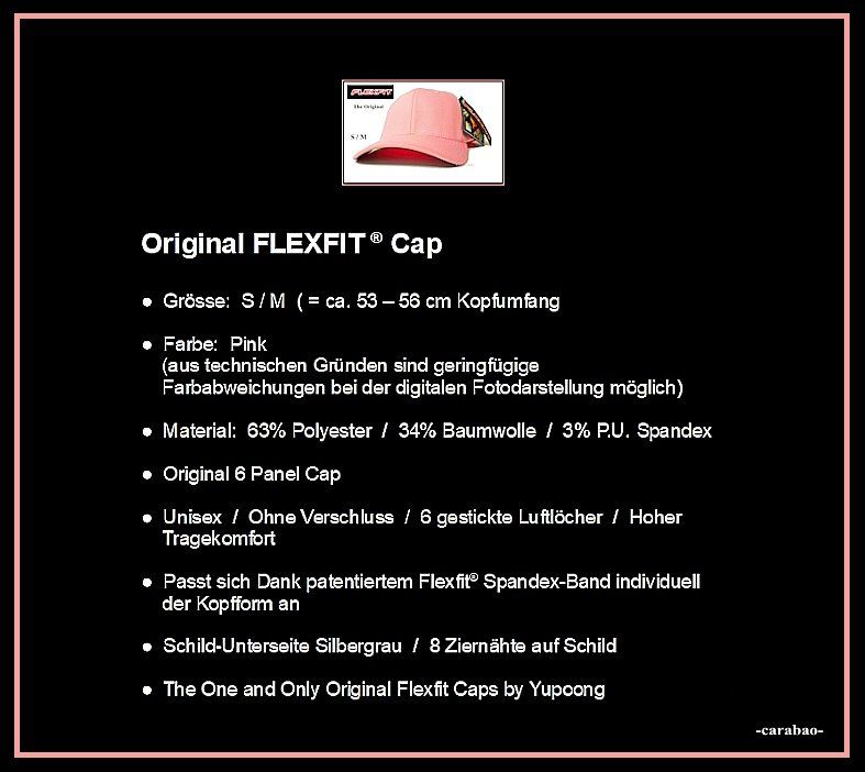 Hüte, Mützen & Caps: Original FLEXFIT® Cap / Pink / S-M – Neu (gemäss Beschreibung) aus Winterthur von -carabao- 5