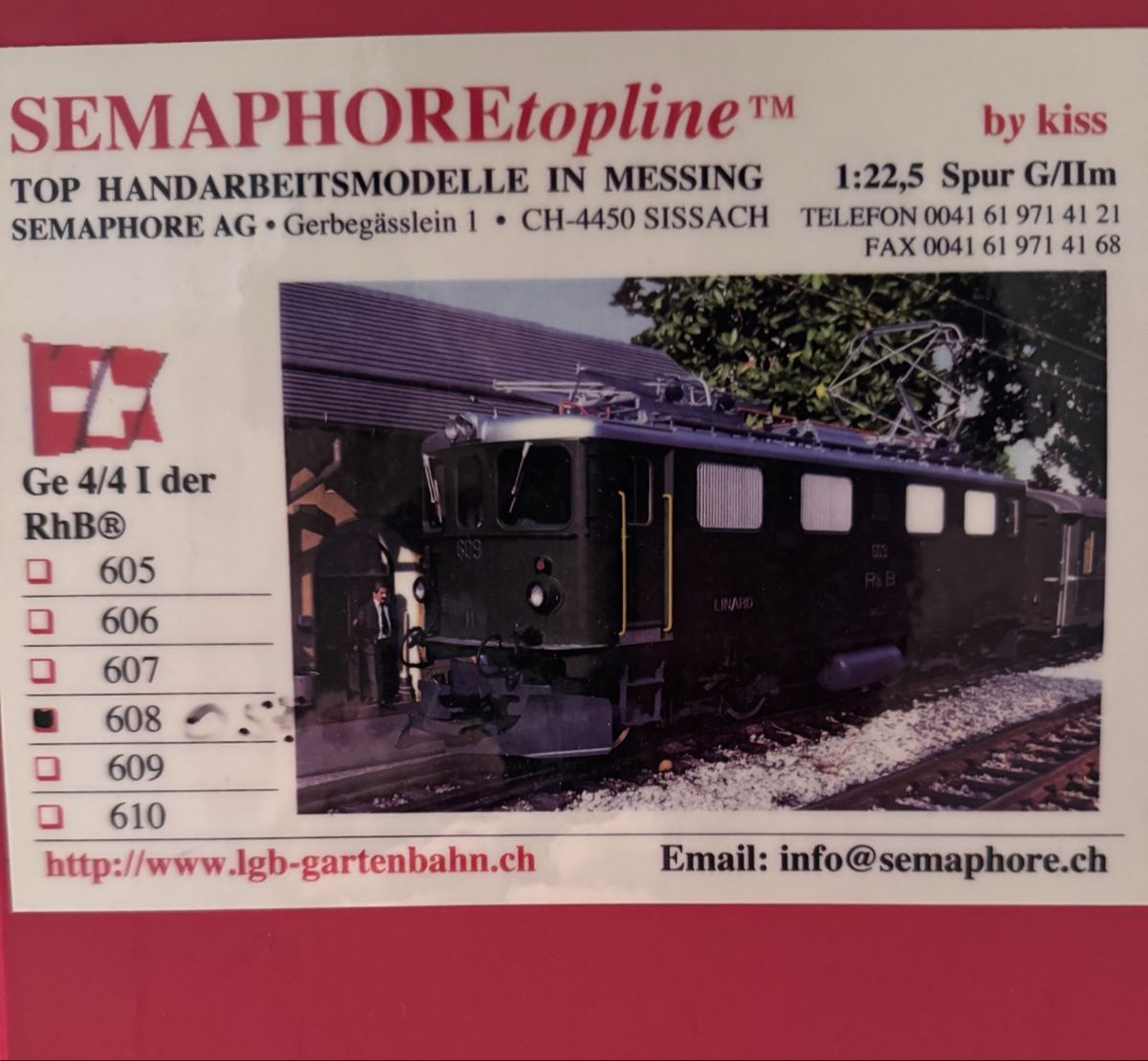 Modelleisenbahnen: RhB Messinglok Ge 4/4 I 608 Semaphore Topline – Gebraucht aus Esslingen von Ursr1 7