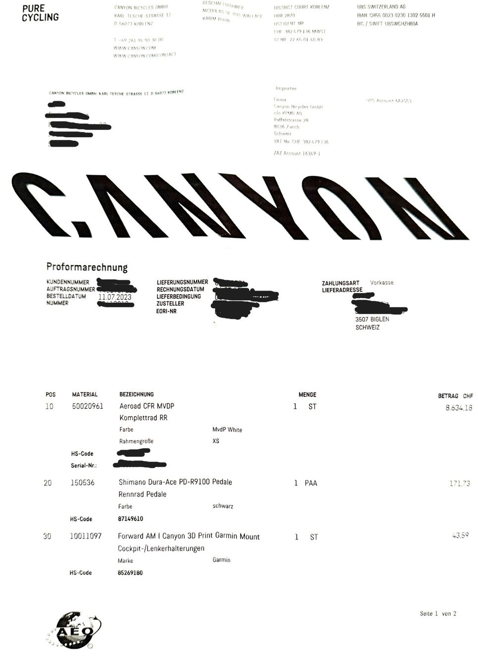 Canyon Biciclette: Aeroad CFR MVDP – Usato da Biglen venduto da fat_qs95 6