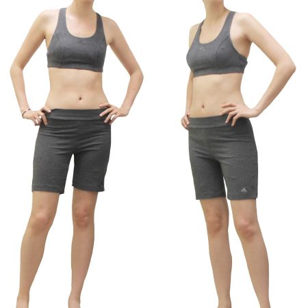 adidas Damen Fitness Set Sport Bra + Shorts /grau  /Gr.40