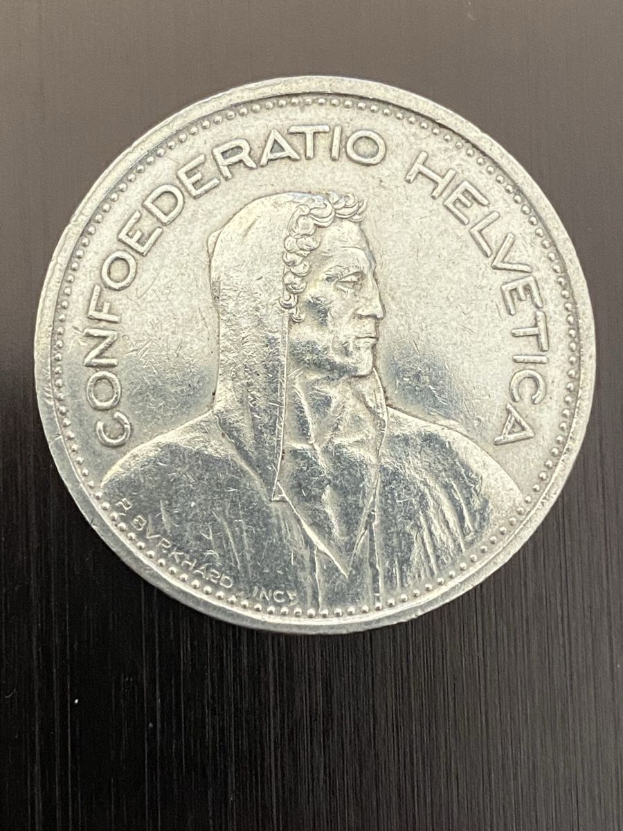 Alle Münzen: CH, 5 Fr 1952 Argent  – Gebraucht aus Corsier-sur-Vevey von Ginoarturo 1