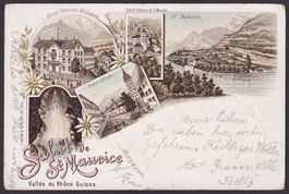 Litho farbig von ST.MAURICE VS, gelaufen im 1898