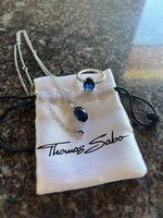 Collier et bague zircons bleus neuf