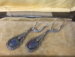 Antike Silber Ohrringe mit Opal 925