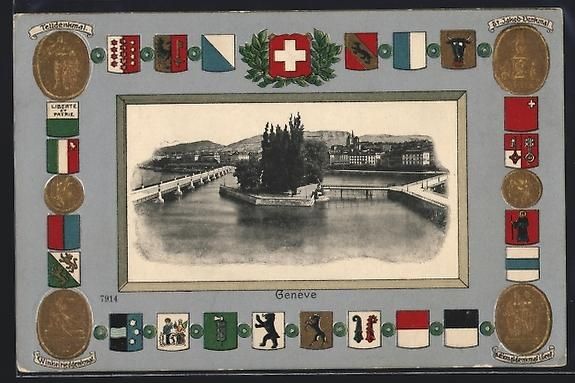 Cartes postales: Genève, Ortsansicht, Denkmäler, Wappen – D'occasion à Berlin par bartko-reher