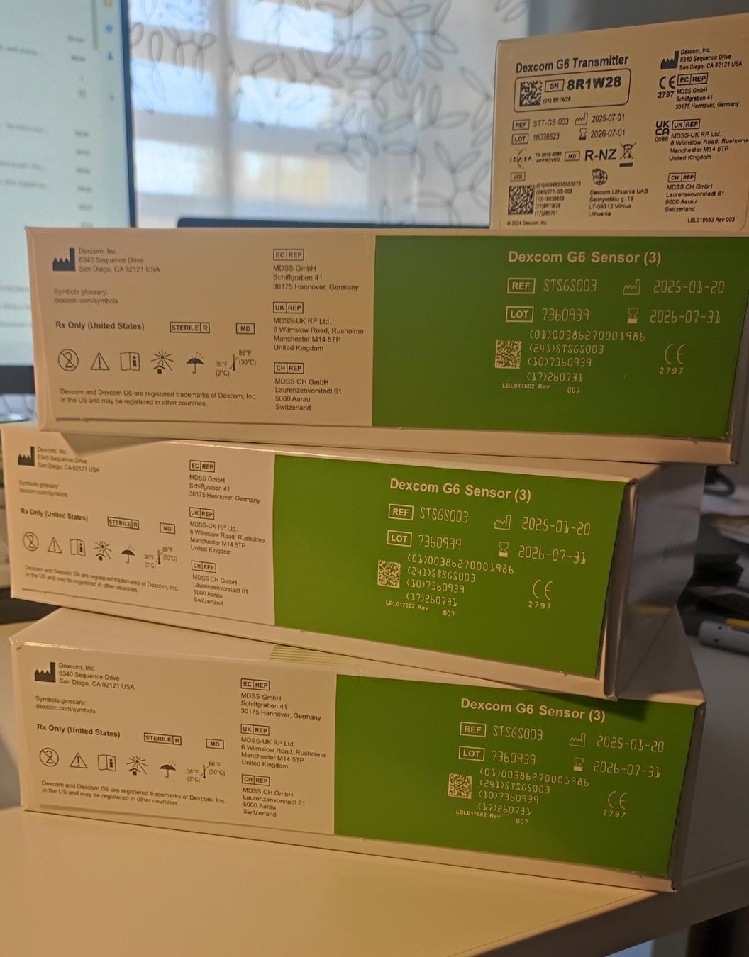 Misurare: Dexcom G6 CGM, 3x3 Sensor - Sensoren und Transmitter 07.2026 – Nuovo e nell'imballaggio originale da Zollikofen venduto da Paperinik 1