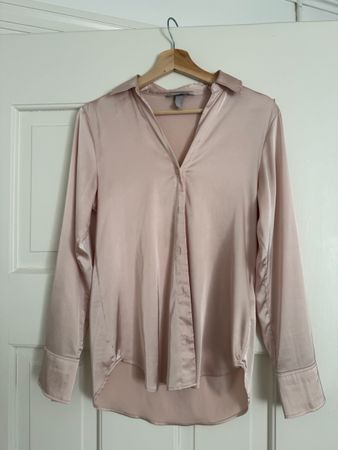H&M Bluse Satin Optik Rose Langarm Neuwertig