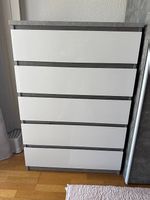 Moderne hohe Kommode  5 Schubladen! Beton / Weiß Hochglanz