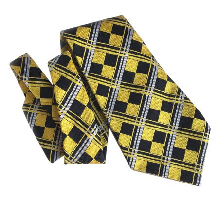 Krawatte Kravatte schwarz-gelb Quadrate-Muster VINTAGE 70s