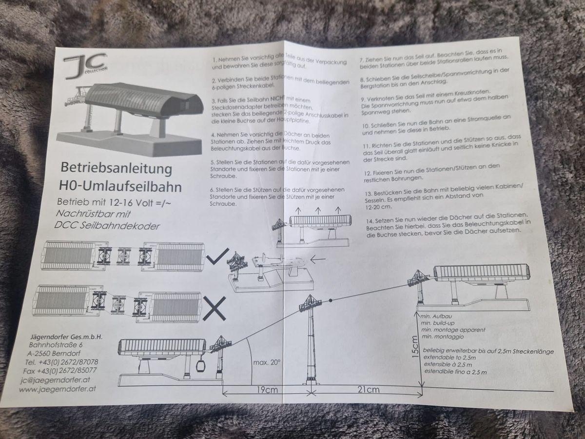 Jägerndorfer Modelleisenbahnen: JC Seilbahn H0 – Gebraucht aus Unteriberg von pineappleMa 6