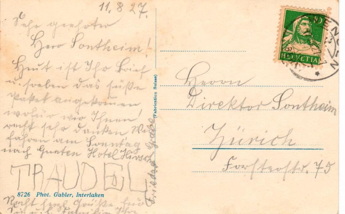 Ansichtskarten: Wengernalpbahn  1927 – Gebraucht aus Wolhusen von Curver9 1