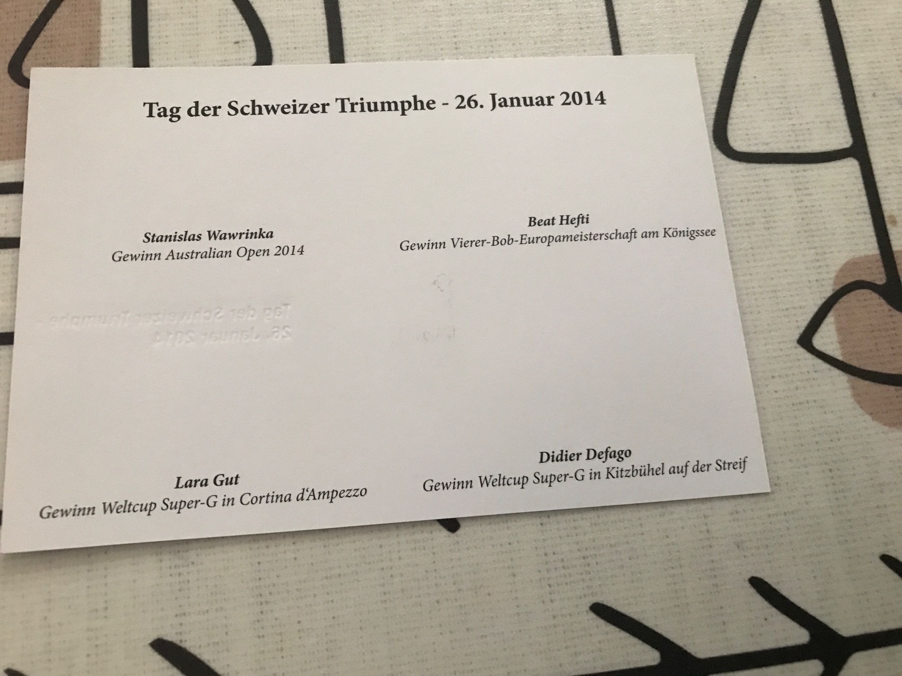 Tutti i francobolli: Maximumkarte - Tag der Schweizer Triumphe - limitiert – Usato da St. Gallen venduto da Setin 1