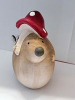 Igel Figur mit Fliegenpilz  Keramik