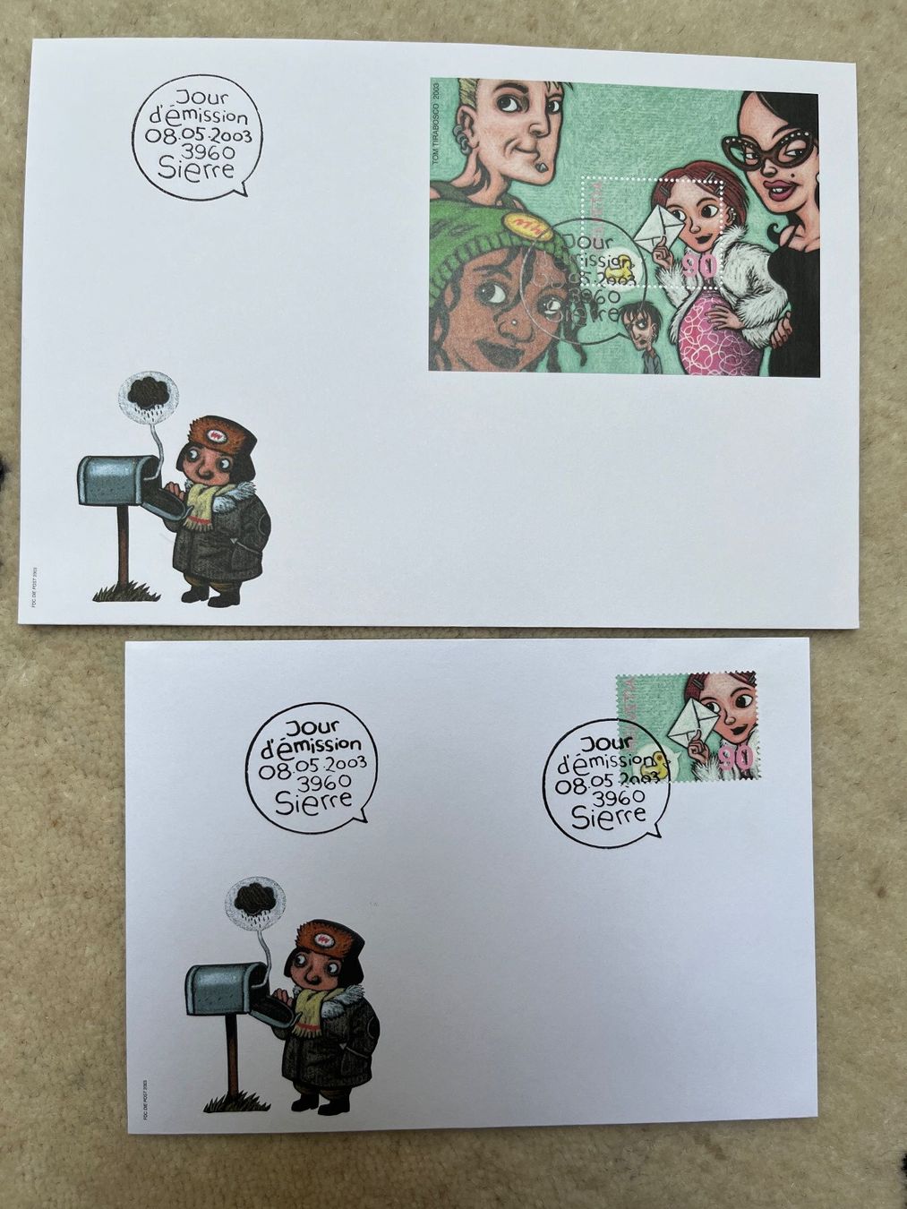 Tutti i francobolli: FDC Block Comics + Ausschnitt 2003 illustriert ohne Adresse – Nuovo e nell'imballaggio originale da Zürich venduto da Alain-Phila