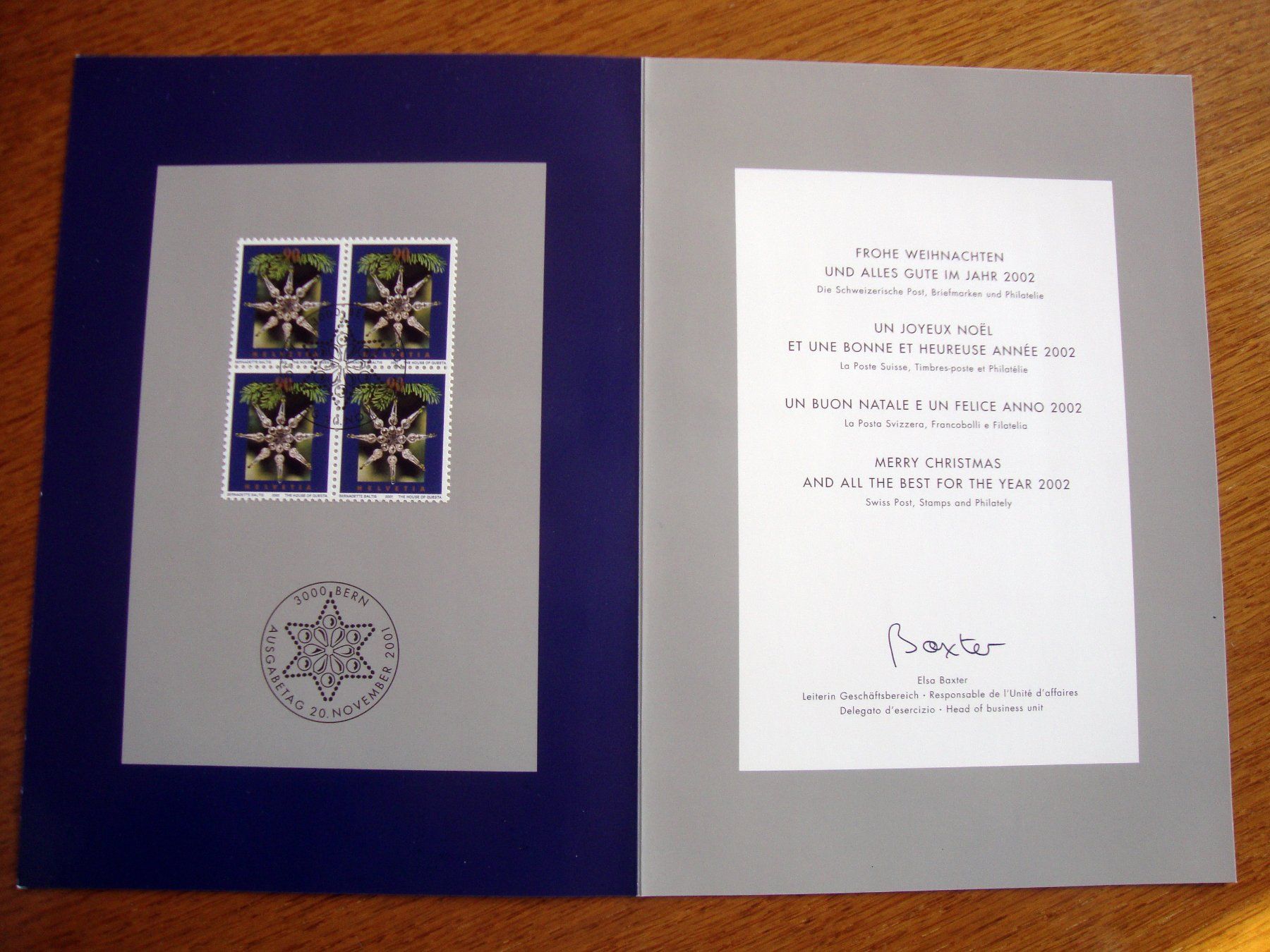 Tous les timbres: FDC Weihnachtskarte 2001 mit  Brief – Neuf (Voir description) à Döttingen par Kubuli1